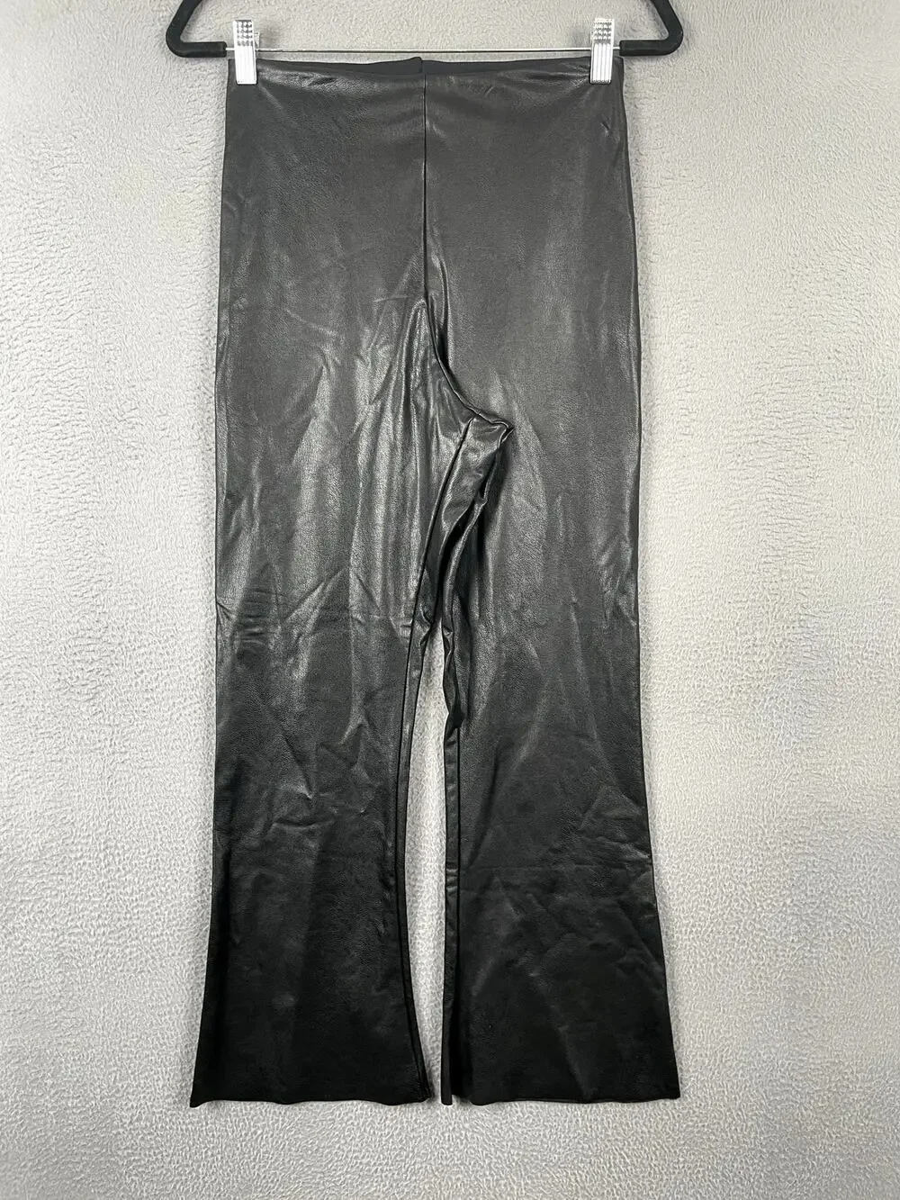 Commando Faux Leather Flare Pants Womens Large Black High Rise Pull On Stretch